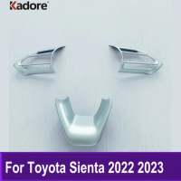 For Toyota Sienta 2022 2023 Car Steering Wheel Protective Cover Trim Sticker Accessories Matte 3PCS