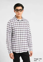 MANZONE - Kemeja Kotak-Kotak Lengan Panjang Pria Kaysen 01 Modern Fit - White White L