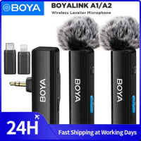 BOYA BOYALINK A Wireless Lavalier Lapel Microphone for iPhone Android PC Computer DSLR Cameras Streaming Youtube Recording Vlog