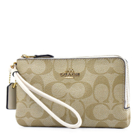 COACH 緹花LOGO雙層拉鍊手拿包-白色 【美國正品 現貨】