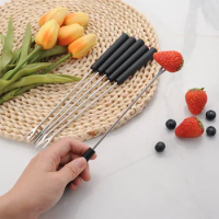 6/12Pcs Cheese Fruit Dessert Fork Set Stainless Steel Fork Hot Pot Forks Fondue Melting Silver Tools Kitchen Food Accessories