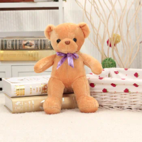 about 35cm light brown teddy bear plush toy cute bowtie bear soft doll,Christmas gift w1964