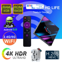 H96 MAX Smart TV Box Android 10 4K Google Voice Control 4G 64GB 32G Assista Wifi BT Media Player H96MAX RK3318 Set Top Box 16GB