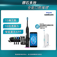 【Philips 飛利浦】官方直營 Sonicare Smart鑽石靚白智能音波震動牙刷/電動牙刷 HX9924/12(爵士黑)