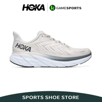 HOKA ONE Clifton 8ผู้ชายและผู้หญิงกีฬารองเท้าวิ่งรองเท้ารองเท้าผ้าใบสบายๆสีเทาสีขาว [ร้านค้า HOKA อย