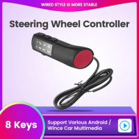 8 Key Universal Car Steering Wheel Buttons Multi-functional Remote Controller Car Radio Navigation Android DVD Wired Control GPS