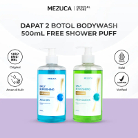 Dapat 2 Sabun Mandi Mezuca 500mL Daily Refreshing Bodywash Free Shower Puff