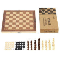 3 in 1 Chess Game Board Wooden Chess Board Sets Exquisite Chess Set Chess and Checkers Game Set Travel Chess Sets
