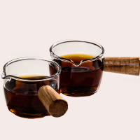【樂邁家居】木柄玻璃量杯 50ml(咖啡蜂蜜/可耐高溫/玻璃材質)