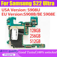 For Samsung Galaxy S22 Ultra S908B/BE S908E S908U Motherboard 128GB Unlocked Main Board 512GB 256GB SM-S908B SM-S908U