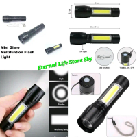 Senter Swat Mini | Senter cas XPE + COB V-511 Zoom in (LED CREE Q5) nyala 3 Mode (Hiking Flashlight)