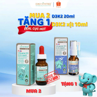 Combo 2 Vitatree Kids Vitamin D3 K2 Liquid Tặng 1 Vitatree Kids Vitamin D3K2 dạng xịt