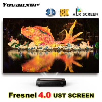 2024 NEW Fresnel 4.0 ALR UST Projection Screen Fixed Frame Ambient Light Rejecting Best for Ultra Short Throw Projector 4K 8K 3D