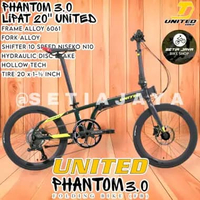 Sepeda Lipat 20 Inch UNITED PHANTOM 3.0 Frame Alloy, 10 Speed, Rem Hidrolik, Folding Bike New Gray Y