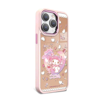 【apbs】三麗鷗 iPhone15/14 軍規合金鏡頭框鏡面手機殼-美樂蒂魔法使(15ProMax/15Plus/14ProMax/14Plus)