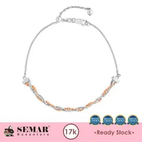 Gelang Emas Serut Elke Silk Gold 17K Semar Nusantara, Warna Rose White