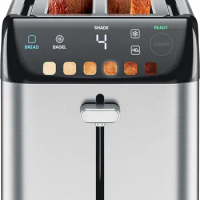 Chefman Smart Touch 4 Slice Digital Toaster, 6 Shade Settings, Stainless Steel Toaster 4 Slice with Extra-Wide Slots