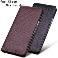 Luxury Genuine Leather Case for Xiaomi Mix Fold 3 Flip Phone Carcasa for Xiaomi MixFold3 Funda Skin Mix Fold3 Coque Capa