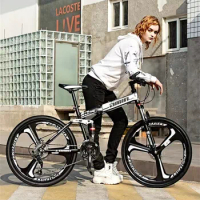 Mountain Bike 24/26-inch Dual Disc Brake Shock Absorbing Integrated Wheel Adult Male Female Bike Student Riding Foldable Bicycle