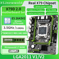 X79D2.0 Motherboard Kit with E5 2643V2 Processor And DDR3 REG 1*16G=16GB Memory 1T NVME SSD LGA2011 M.2 SATA3.0 Xeon