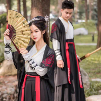 Women Traditional Hanfu Oriental Swordsman Outfit Embroidery Couple Chinese Han Dynasty Folk Dance Performance Cosplay Costume