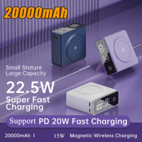 Power Bank 20000mAh 22.5W PD20W Fast Charging Powerbank LED Digital Display 15W Magnetic Wireless Powerbank For iPhone 12 Xiaomi