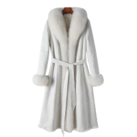 High Quality 2024 Fur one-piece coat for women 2024 spring and autumn fox fur collar real fur coat