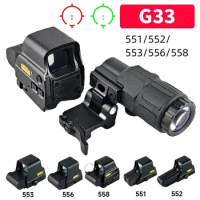 558+GG33 Holographic Collimator Sight Red Dot Optic Sight Tactical Hunting Gear W/20mm Rail Mounts&amp;Quick Detach Lever