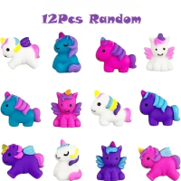 12pcs Unicorn Kawaii Squishes Mochi Squishy Toys, Stress Relief Toys For Kids Boys Girls Party Favors Birthday Gift