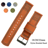 18 20 22mm Nylon Braided Watch Band for Seiko for Omega Canvas Watch Strap Replacement for Citizen Sport Quick Release Bracelet