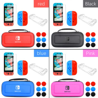 10 In 1 Game Accessory Set Pink Red For Nintendo Switch Console Travel Carrying Case Bag NS Bundle Screen Protector JoyCon Cover