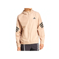 【adidas 愛迪達】GYM3S WND Break 男款 奶茶色 運動 休閒 拉鍊 網眼 口袋 連帽 外套 JM6751