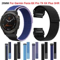 26mm Easyfit Watch Band For Garmin Fenix 6X Pro 5X Plus 7X 3 3HR Enduro 2 Nylon Strap Sport Wrist Bracelet Replacement Watchband