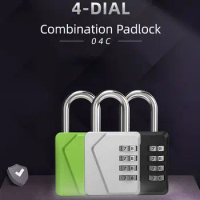 4 Dial Digit Number Combination Password Lock Travel Security Locker Suitcase Anti-theft Padlock with Tag Backpack Zipper Lock