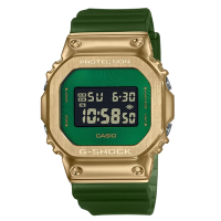 CASIO卡西歐  G-SHOCK 沙漠越野 奢華冒險 搶眼金綠 金屬錶殼 經典方型 GM-5600CL-3_43.2mm