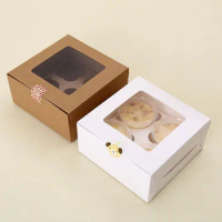 20 Pcs Paper Gift Box with Window Wedding Baby Party Kraft Paper Muffin Cake Boxes Food Packaging Boxes for Gifts Cupcake Box