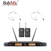 Bolymic Professional Dual Channels wireless microphone UHF wireless headset microphone