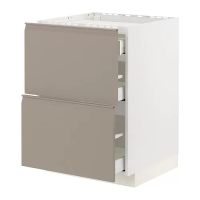 METOD/MAXIMERA 爐具底櫃附2面板/3抽屜, 白色/upplöv 消光/深米色, 60x60x80 公分