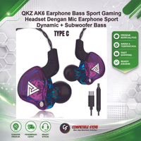 (ON SALE ) QKZ AK6 Tipe C Earphone Bass Sport Gaming Headset Dengan Mic Earphone Sport Dynamic + Sub