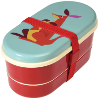 【Rex London】圓形三層午餐盒/便當盒/野餐盒_附2入餐具_紅袋鼠(RL26641)