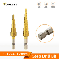 3-12 4-12mm HSS Titanium Step Pagoda Drill Bit Conical Stage Drill For Metal Wood High Speed Stepped Drill Set Power Tools