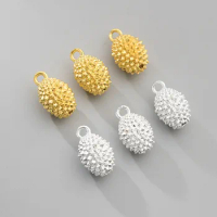 1pc/Lot 999 Pure Silver Funky Durian Fruit Charms Plated 18K Gold 3D Craftwork Silver Pendants DIY Jewelry Accessories