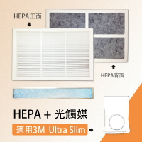 【活性炭HEPA濾網+光觸媒濾網】適用3m淨呼吸 Ultra Slim超薄型空氣清靜機【三組2250元】