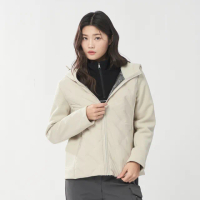 【ELLE ACTIVE】女款 機能保暖羽絨連帽外套-淺卡其色(EA24A2W6702#81)