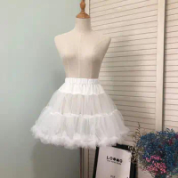 Women Girls Ruffled Short Petticoat Solid Fluffy Bubble Tutu Skirt Puffy Half Slip Prom Crinoline Underskirt No Hoop