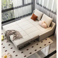 Foldable sofa bed dual-use small apartment living room telescopic bed modern single study double fabric sofa