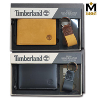 【Timberland】男皮夾 短夾 牛皮、麂皮 零錢袋 多卡夾+鑰匙圈套組 品牌盒裝+原廠提袋／二款可選