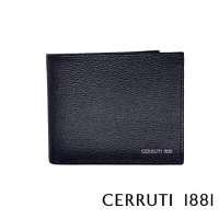【Cerruti 1881】限量2折 義大利頂級小牛皮4卡零錢袋皮夾 全新專櫃展示品(黑色 CEPU05397M)