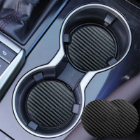 Car Water Cup Mat For Volkswagen Magotan R GTI Jetta Golf Skoda CC Carbon Fiber Anti Slip Water Cup Mat Car Interior Accessorie
