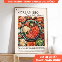 Tranh treo tường, Korean Barbecue, South Korean Food, Kitchen Decor, tặng kèm đinh treo, in theo yêu